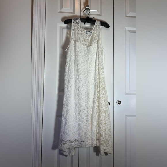 Lane Bryant Cream Lace Knee-Length Dress 22/24 (3X) Easter Dress or Formal Dress - Picture 6 of 7